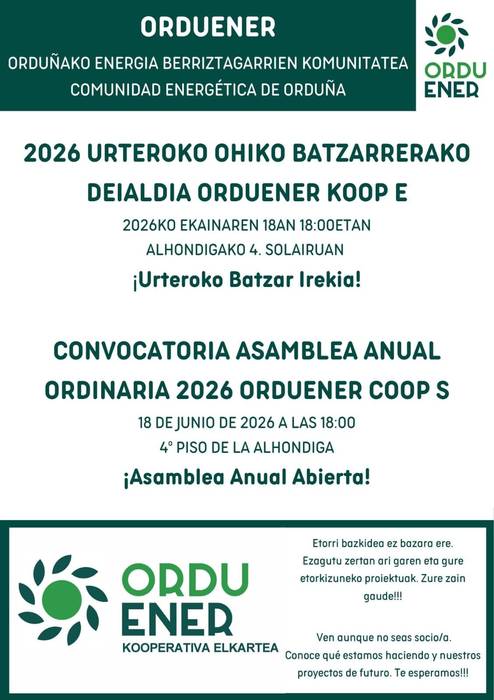 Orduenerren urteroko batzar irekia