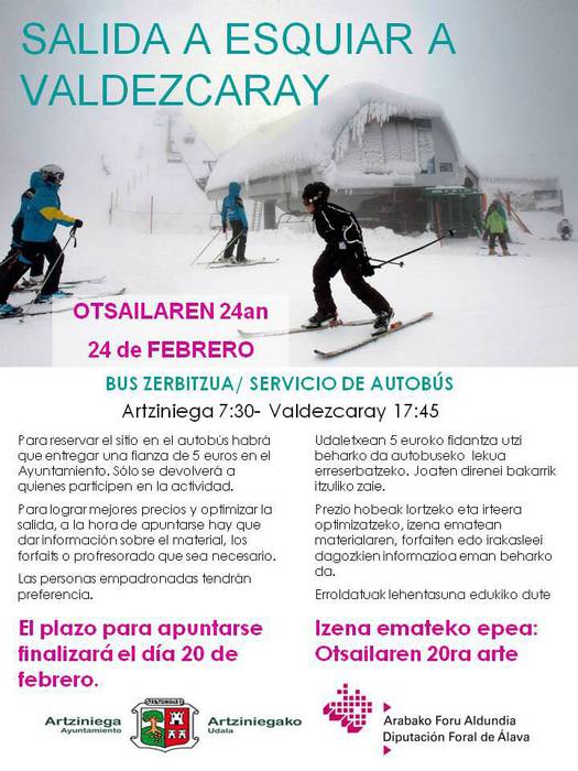 Eskiatzeko irteera Valdezcarayra (izena emateko azken eguna)
