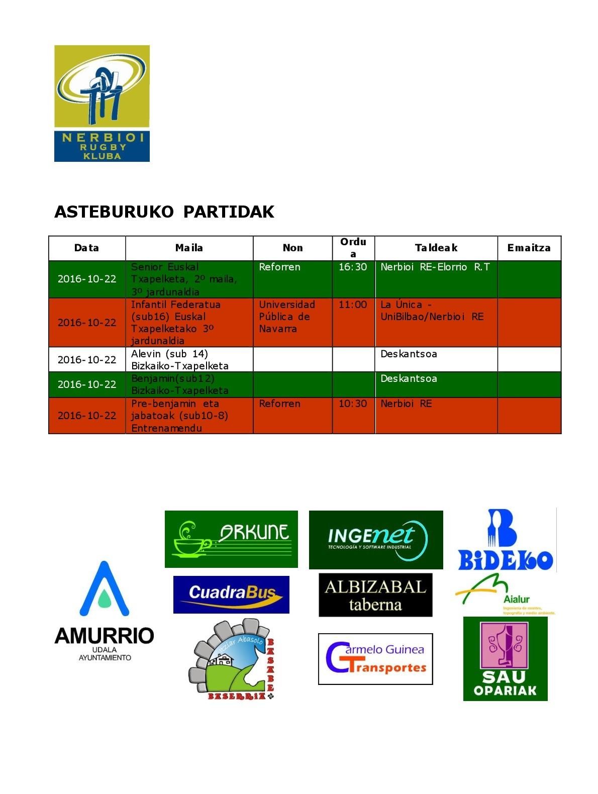 2016-10-22ko programaren zuzenketa