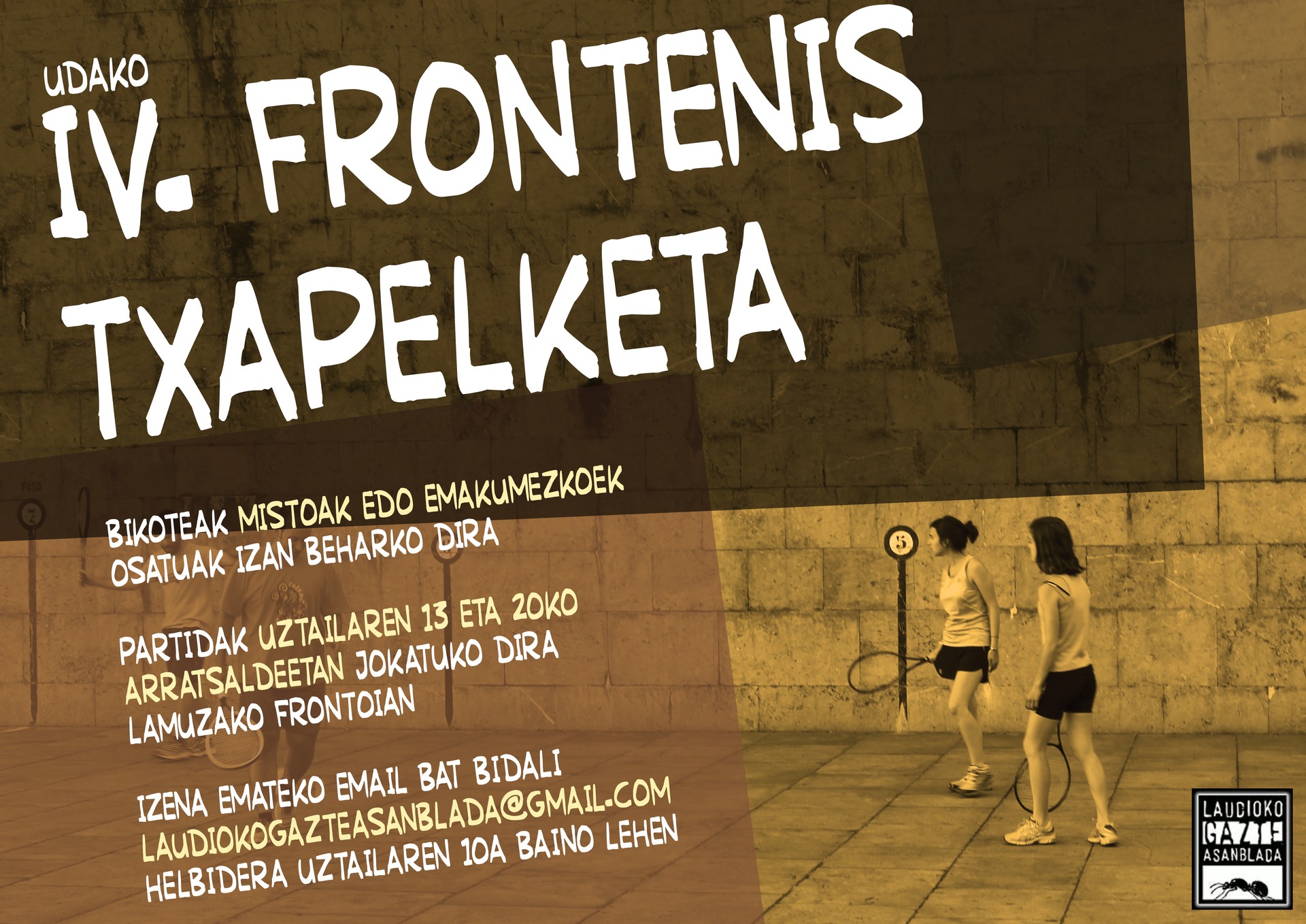 Udako IV. Frontenis Txapelketan izena emateko epea zabalik, uztailaren 10era arte