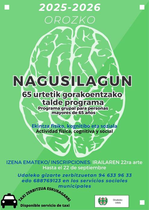 Orozkoko Nagusilan programan izena emateko azken eguna