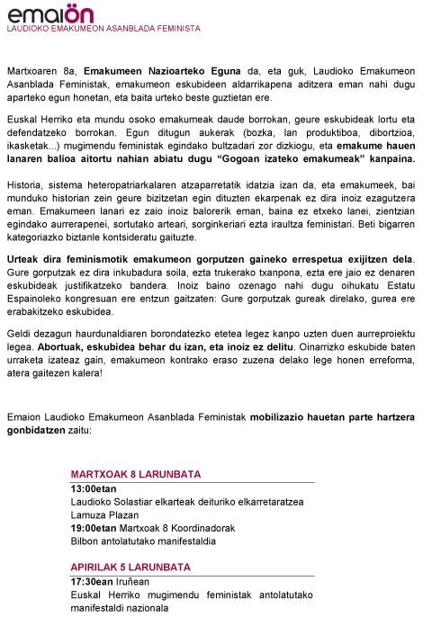 Martxoak 8 dela eta