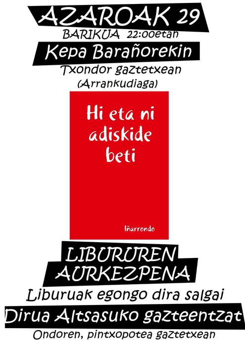 "Hi eta ni adiskide beti" liburuaren aurkezpena
