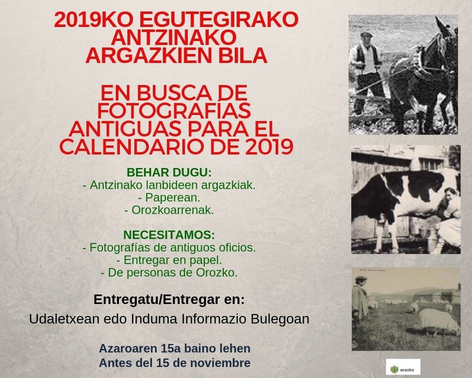 2019ko egutegirako antzinako lanbideen argazkien bila dago udala