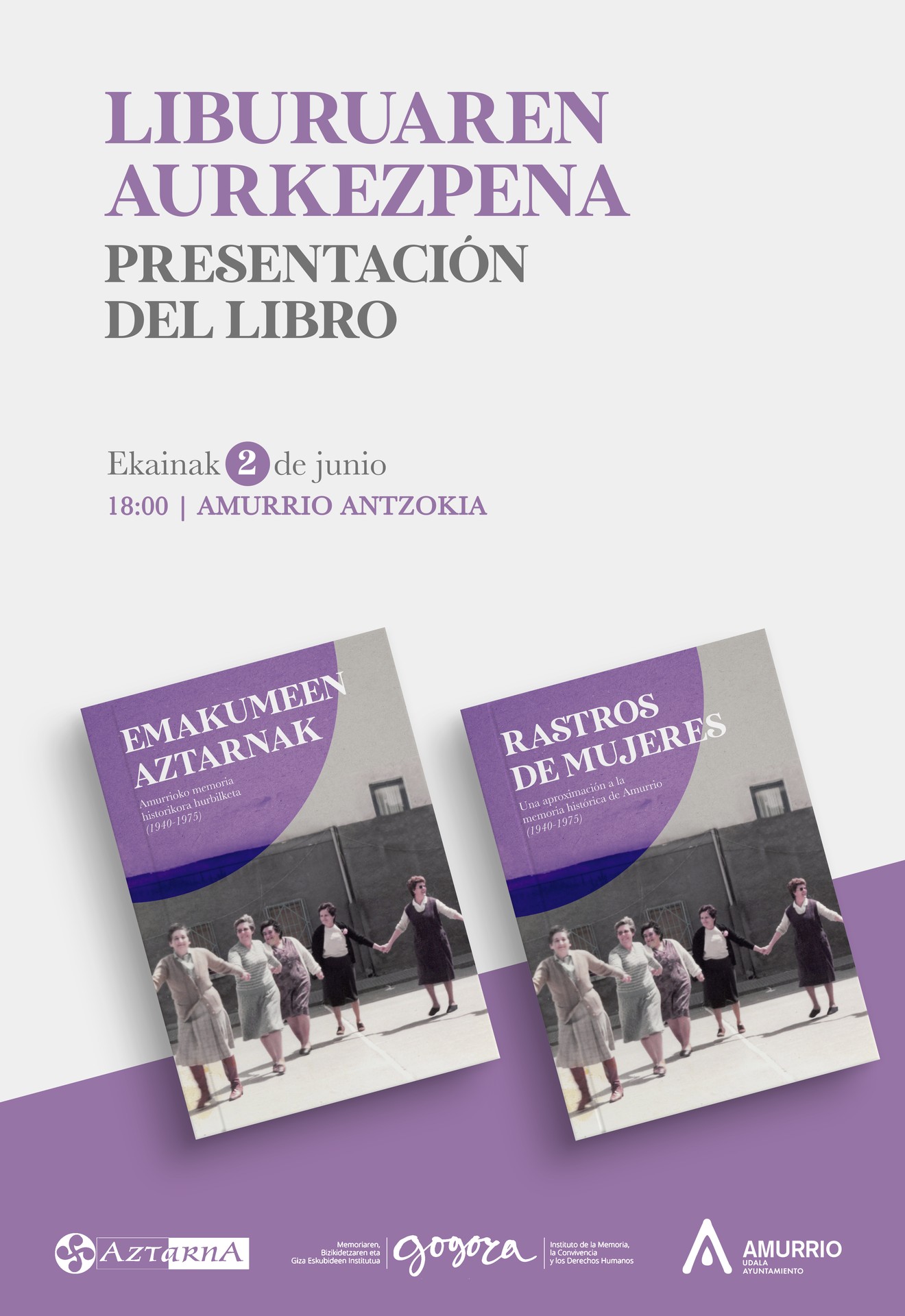 “Emakumeen aztarnak. Amurrioko memoria historikora hurbilketa (1940-1975)” liburua aurkeztuko dute asteazkenean Amurrion