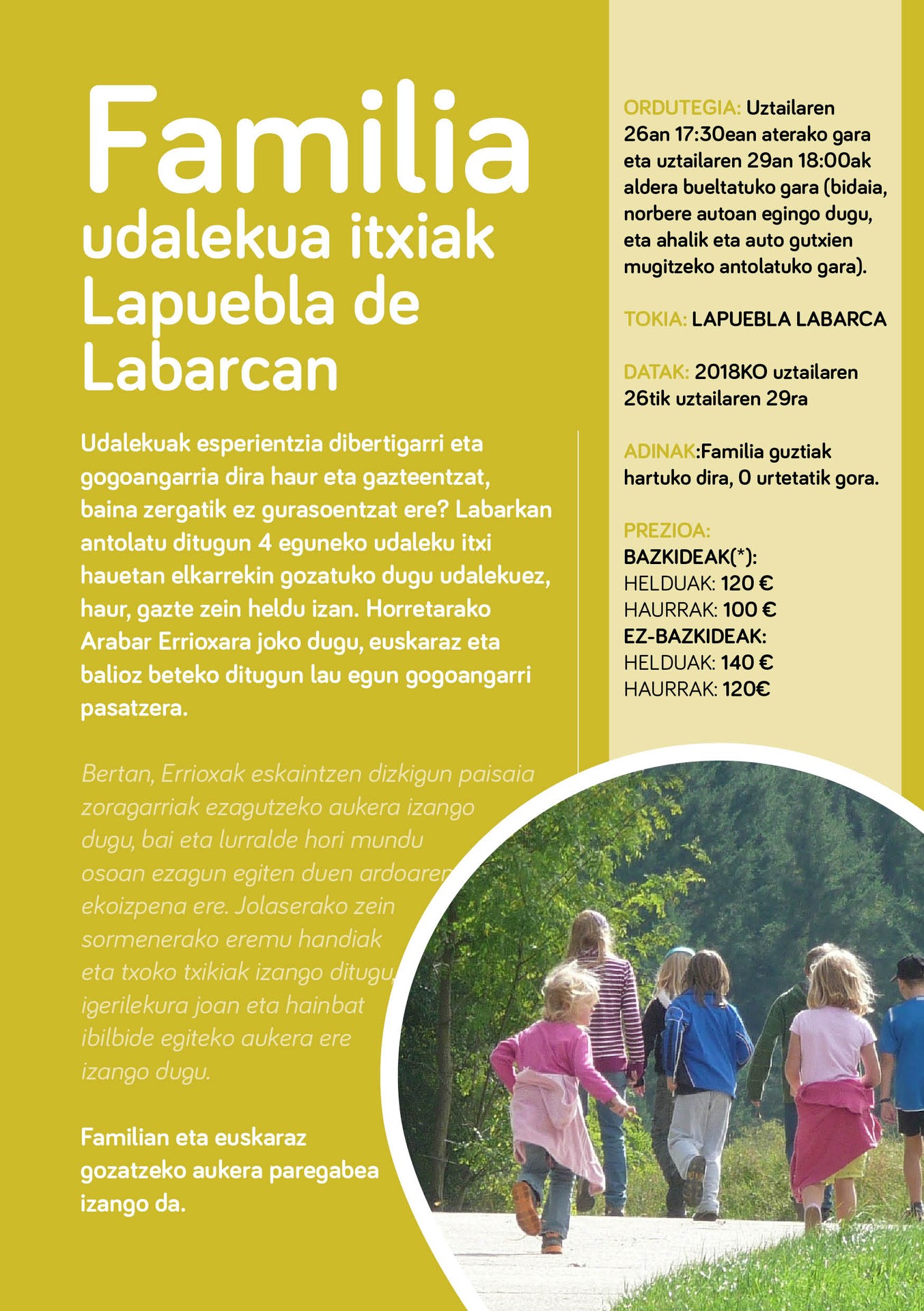 Familia udaleku itxiak Lapuebla de Labarcan