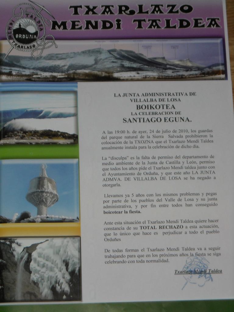 Losako Administrazio Batzarrak Santiago Eguna boikoteatu duela salatu du Txarlazo Mendi Taldeak