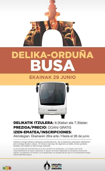 Delikako jaietara joateko autobusa (izena emateko azken eguna)