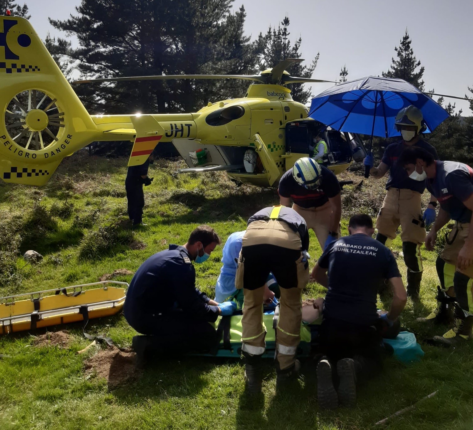 Langile batek istripua izan du mendian, zuhaitza gainera erori ostean