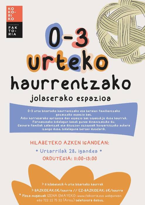 0-3 urteko haurrentzako jolaserako