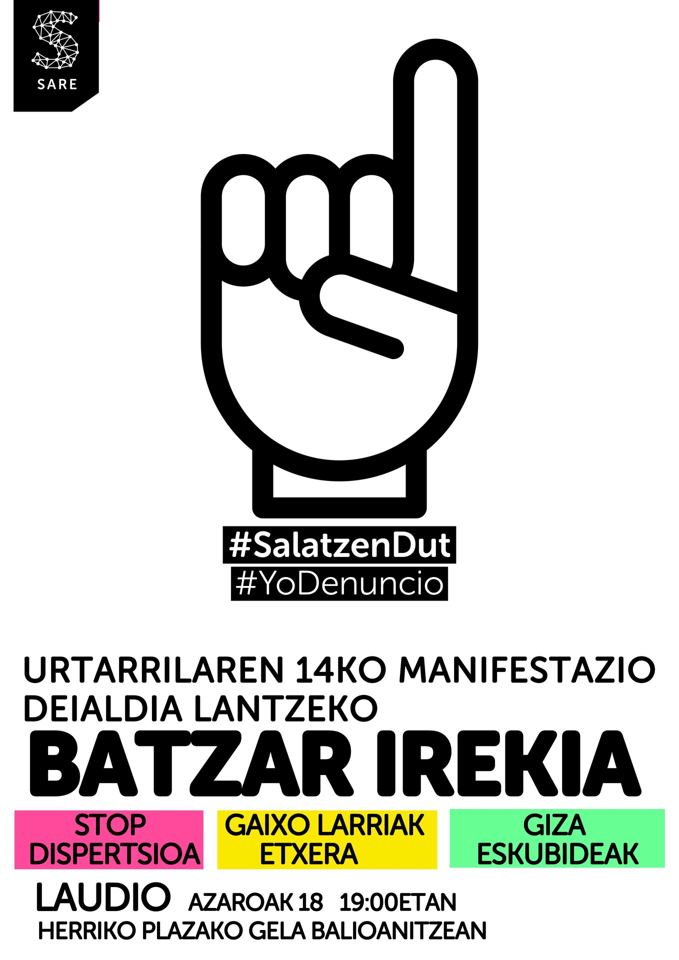 Sare herritarraren batzar irekiak #SalatzenDut dinamika nola gizarteratu aztertuko du