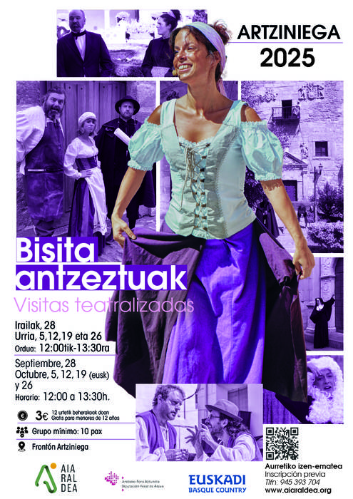 Aiarako Kuadrillak bisita antzeztuak antolatu ditu berriro Artziniegan, udalerria ezagutzeko modu dibertigarri bat eskainiz