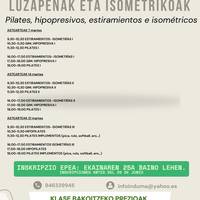 Pilates, hipopresiboak, luzapenak eta isometrikoak
