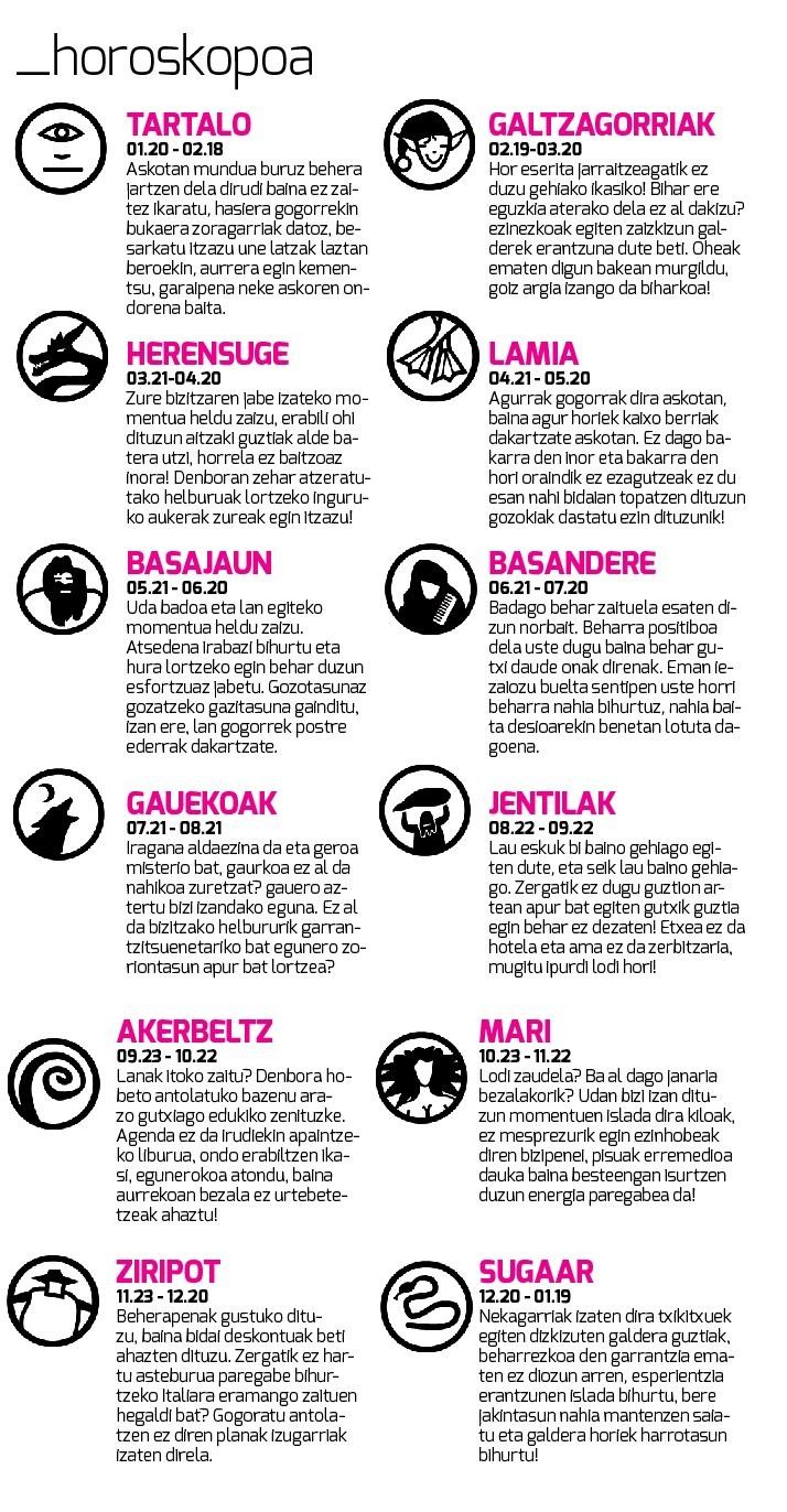 Egunkariaren 19. aleko horoskopoa