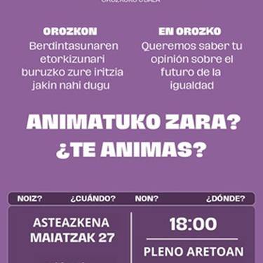 Orozkoko Berdintasun Plana berritzeko prozesu parte-hartzailea