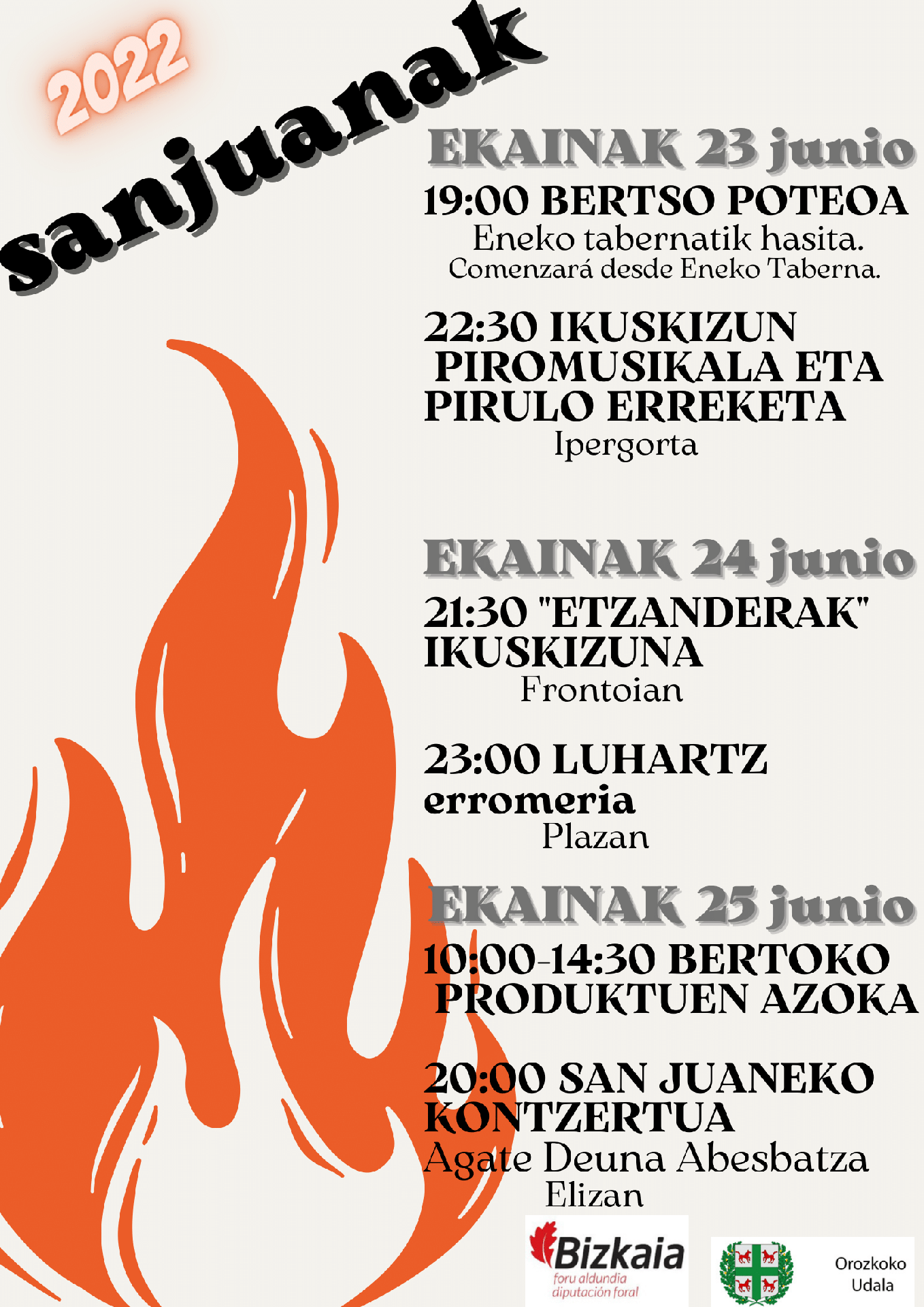 Sanjuanen ospakizuna hartuko du Orozkok ekainaren 23tik 25era