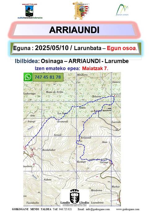 Arriaundira irteera (izena emateko azken eguna)