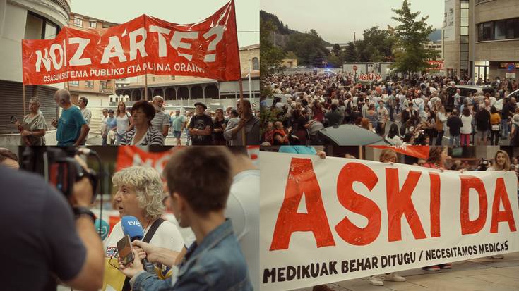 Mila lagun baino gehiago batu ziren atzo Laudion, osasun sistema publiko eta duin baten alde