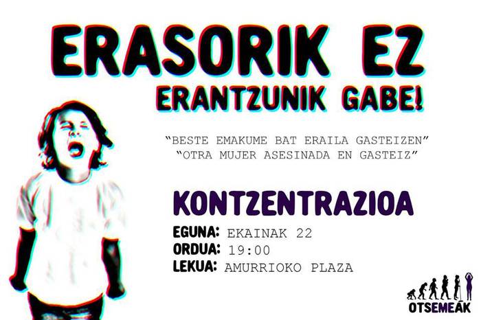 Erasorik ez erantzunik gabe: beste emakume bat eraila Gasteizen