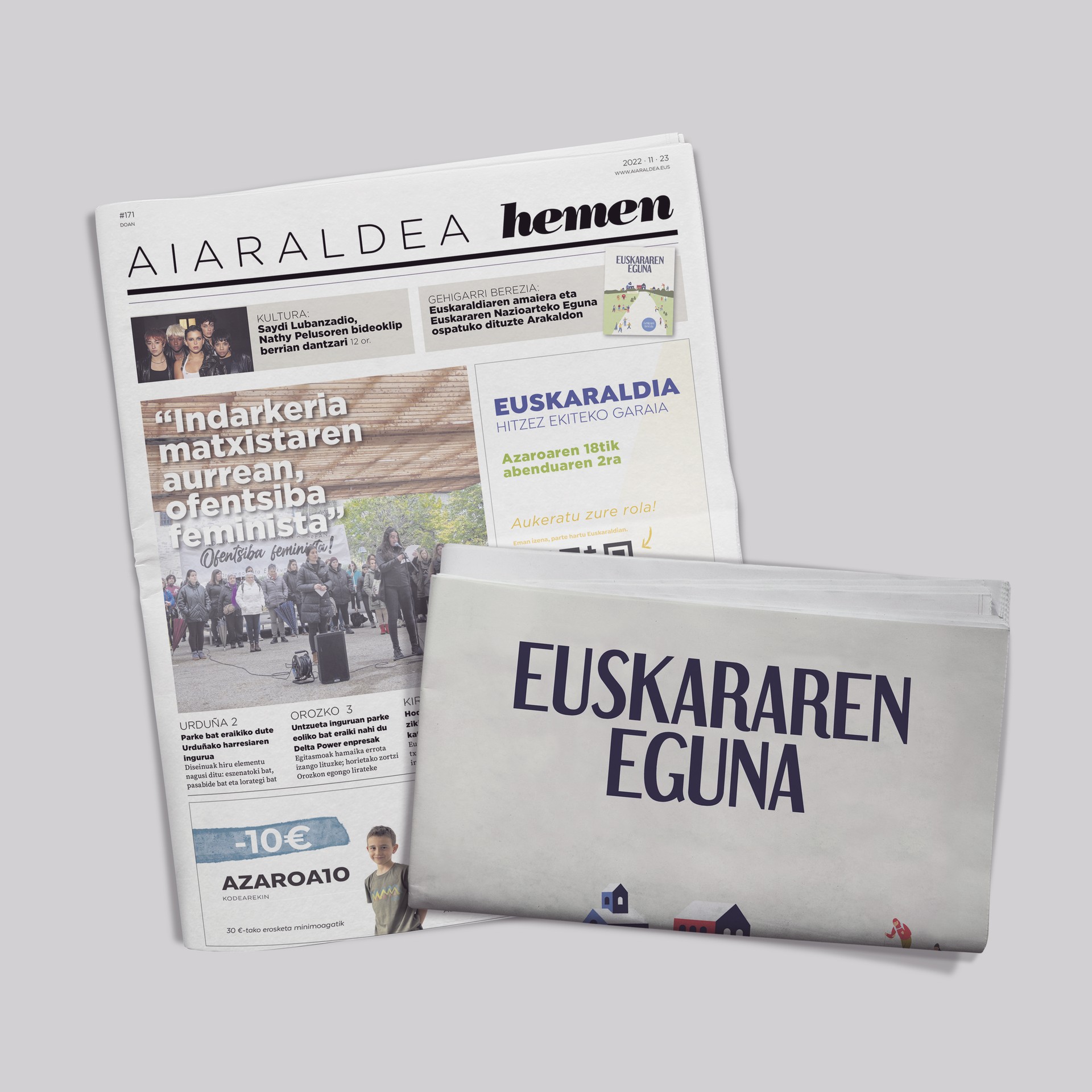 Euskararen Nazioarteko Egunari buruzko gehigarri berezia dakar Aiaraldea Hemen hamabostekari berriak
