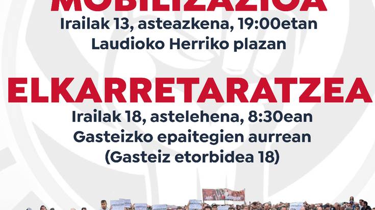 Tubacexeko grebaren auziperatuen elkartasun mobilizazioa