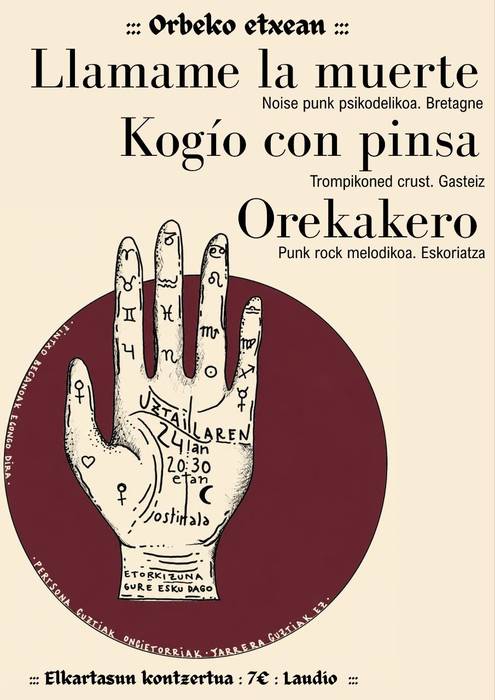 Elkartasun kontzertuak: Llamame la muerte, Kogío con pnisa eta Orekakero