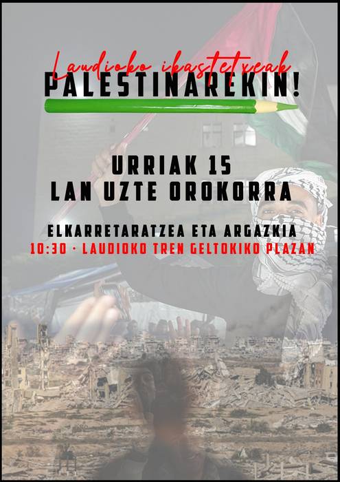 Laudioko ikastetxeak Palestinarekin: Elkarretaratzea eta argazkia