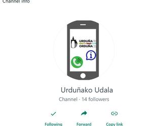 WhatsApp kanala sortu du Urduñako Udalak herritarrei informazioa zabaltzeko