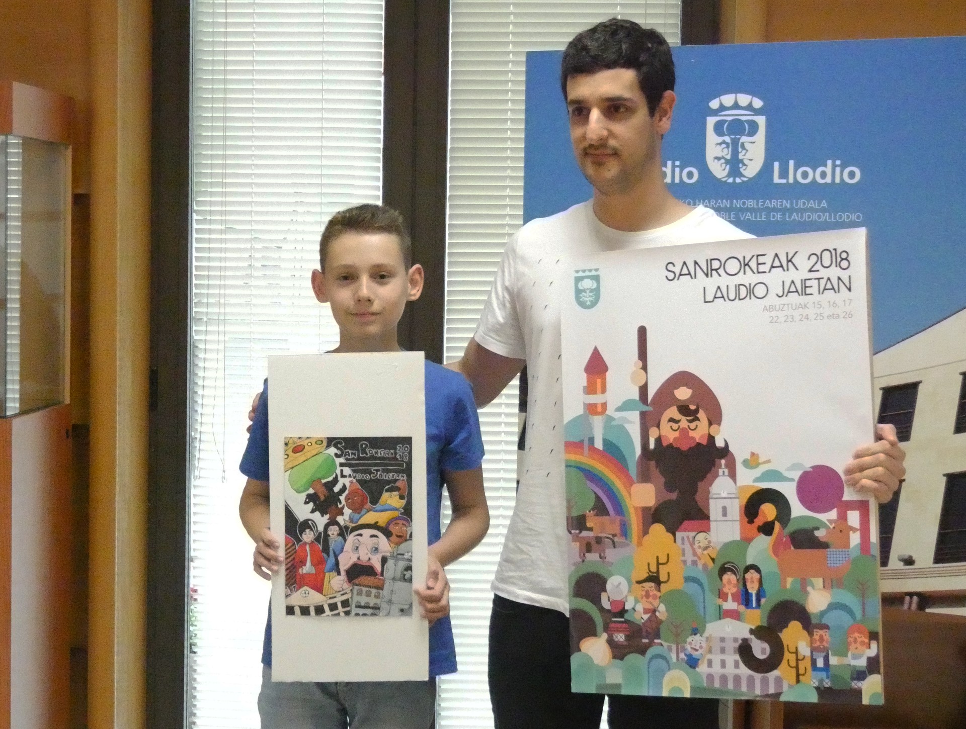 Aritz Fernandez de Agirre Gomez eta Ekain Aretxaga Martin garaile Laudioko Jaietako kartel lehiaketan