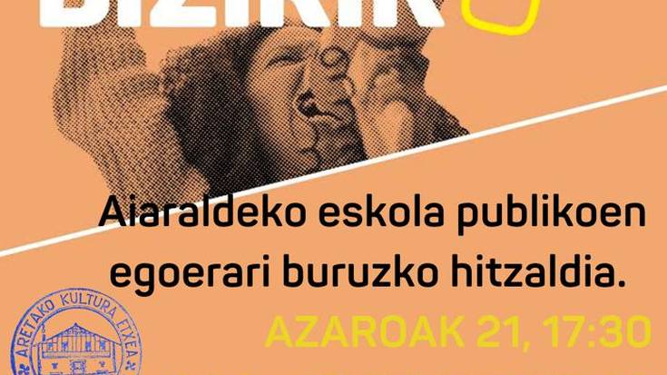 Aiaraldeko eskola publikoen egoerari buruzko hitzaldia