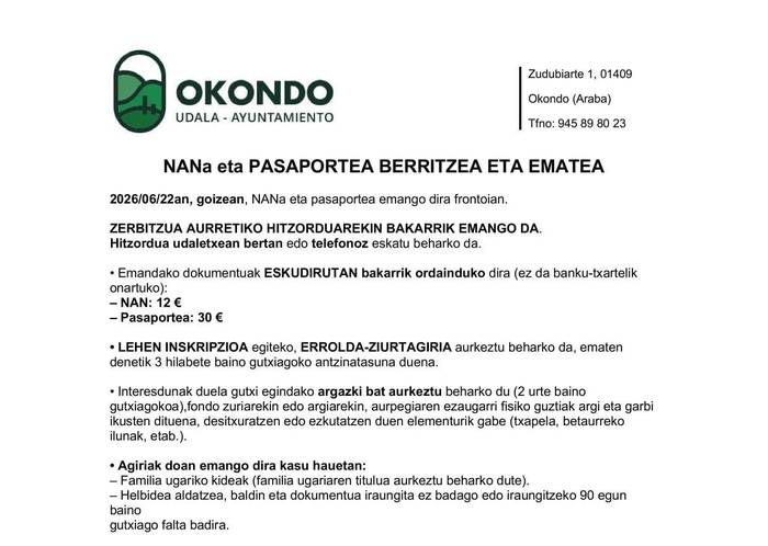 NANa eta pasaportea berritzea