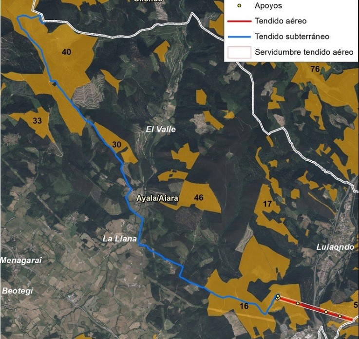Solariak instalatu nahi duen goi-tentsioko linearen kontrako alegazioak sortu ditu Aiarako Udalak, baita herritarrentzat ere