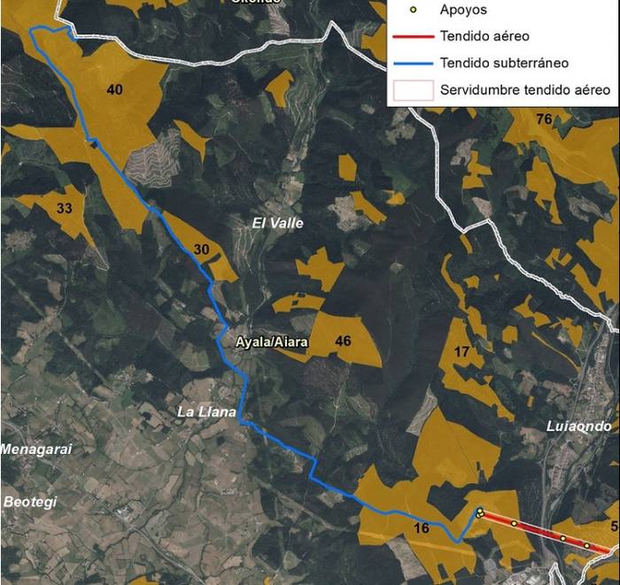 Solariak instalatu nahi duen goi-tentsioko linearen kontrako alegazioak sortu ditu Aiarako Udalak, baita herritarrentzat ere