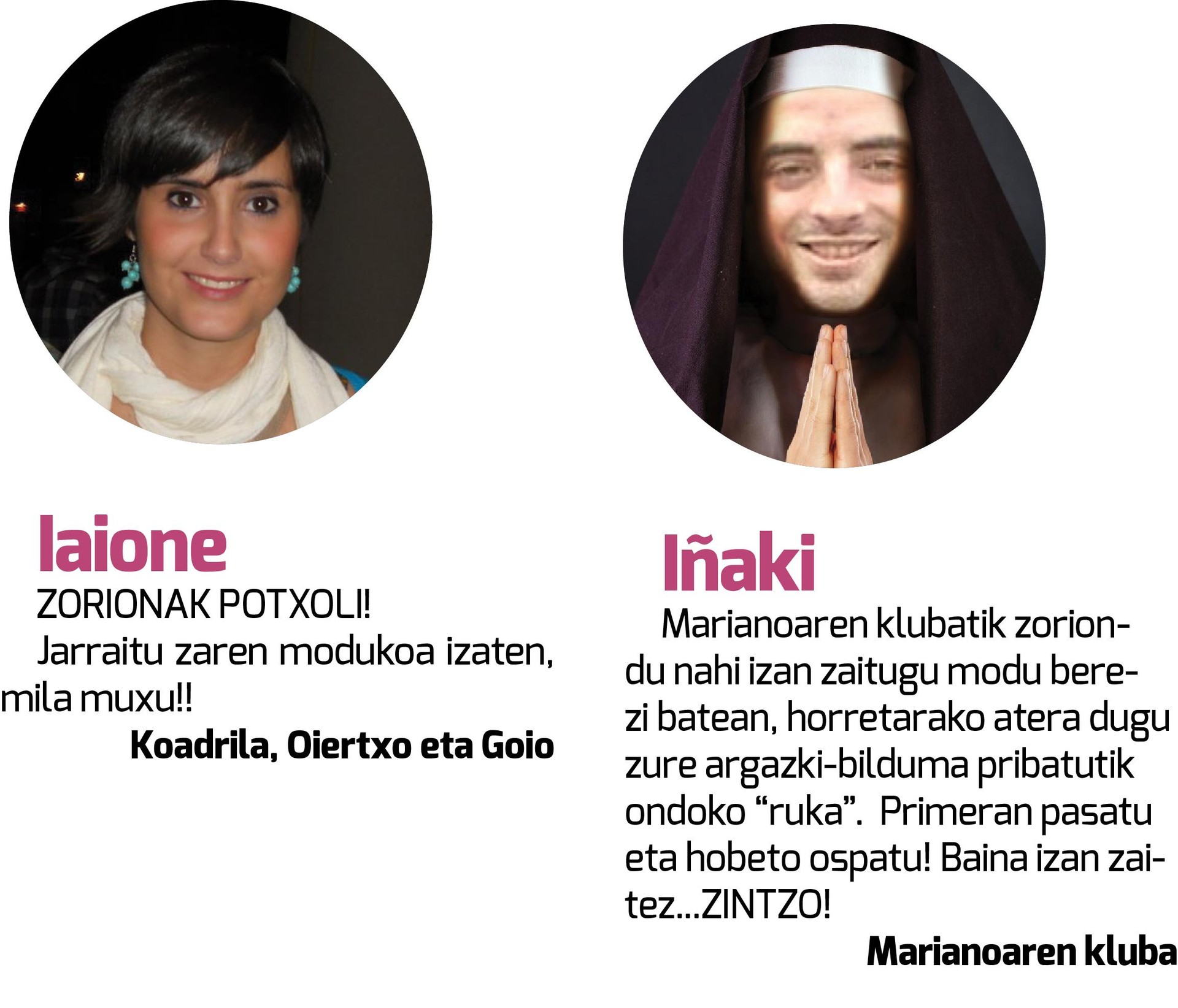 Argitaratu gabeko zorion agurrak