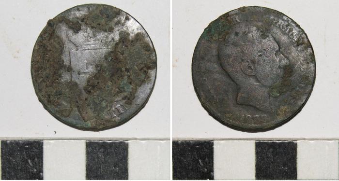 Alfontso XII.aren txanpona, 1937ko diru eskasiaren eraginez oraindik indarrean zegoena