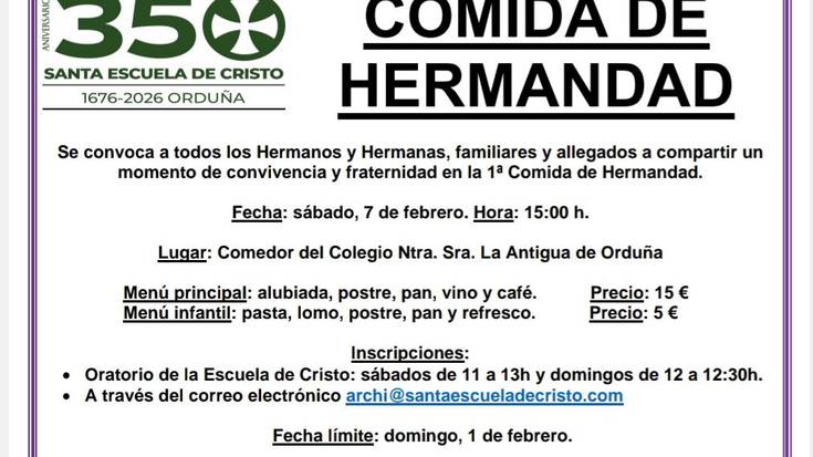 Urduñako Kristoren Eskola Santuaren senidetasun bazkaria