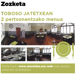 Toboso jatetxean 2 lagunentzat menua