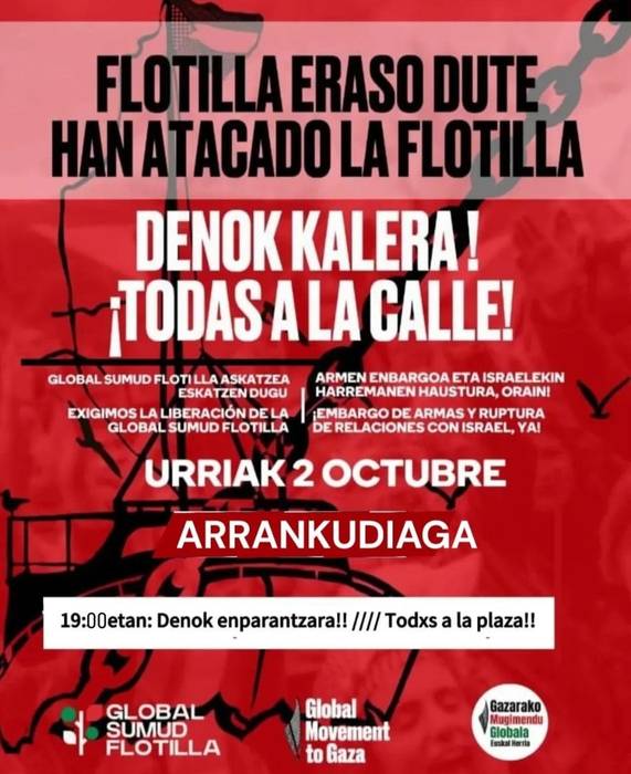 'Global sumud flotilla'-ren aldeko elkarretaratzea