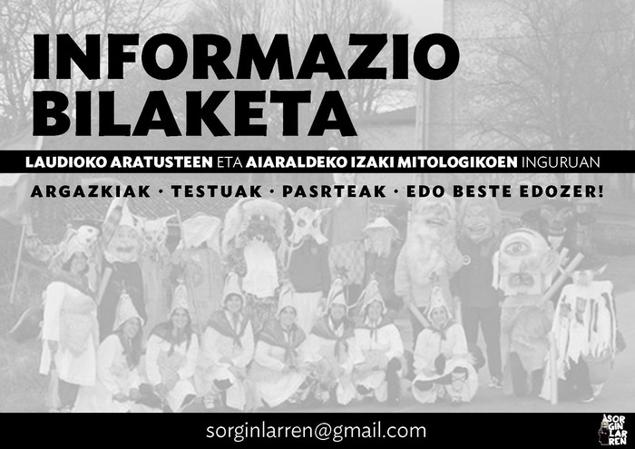 Laudioko aratusteen eta Aiaraldeko izaki mitologikoen inguruko informazio bilaketa