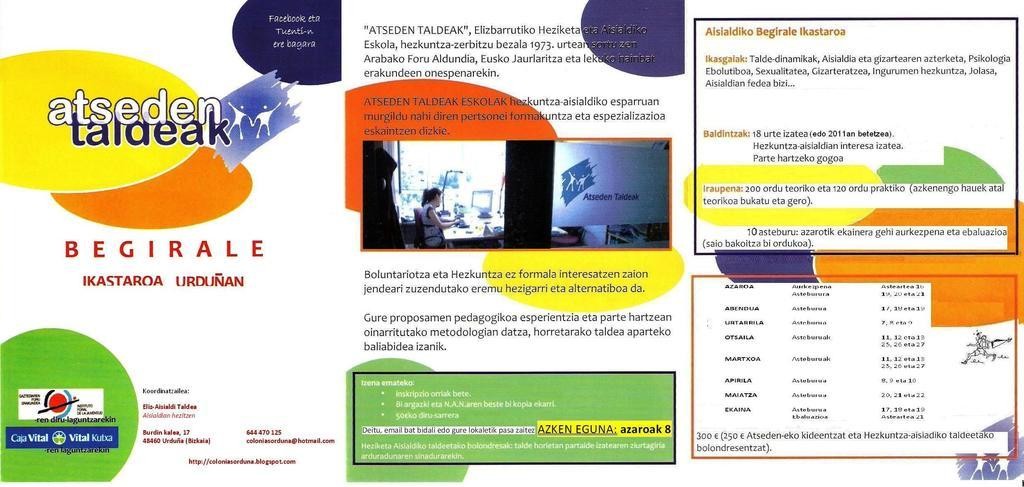 Aisialdi Taldeak koordinaturik, begirale ikastaroa egingo da. 