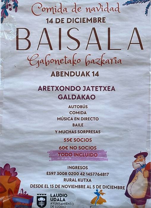 Baisalaren Gabonetako bazkarian izena emateko azken eguna
