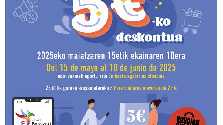 Laudio Berrikusi app-rekin 5 euroko 1.710 deskontu kupoi
