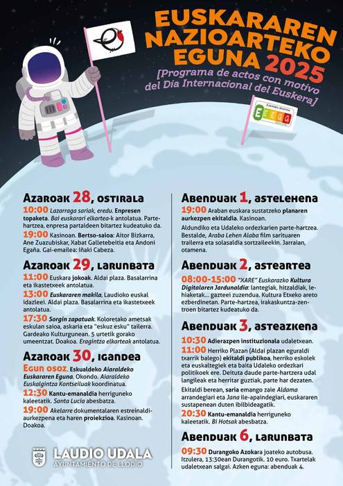 Laudiok ekimen ezberdinak egingo ditu Euskararen Nazioarteko Egunarekin bat egiteko