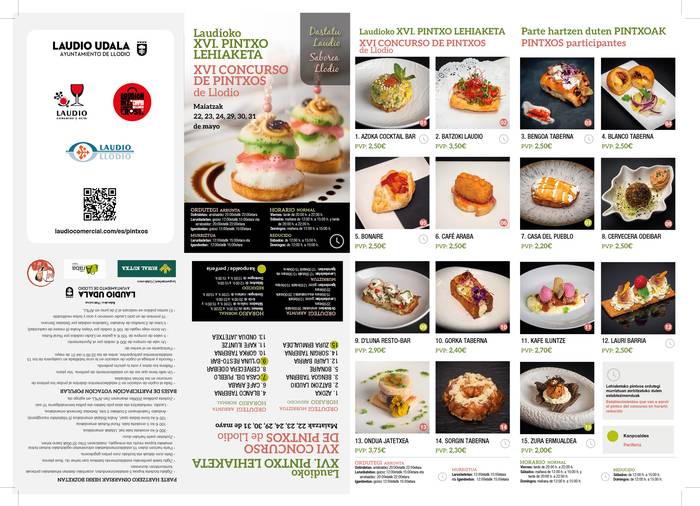 Laudioko XVI. Pintxo Lehiaketa: maiatzak 22, 23, 24, 29, 30 eta 31
