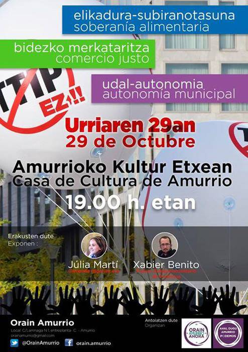 Xabier Benito eta Julia Martí Podemos alderdiko kideen hitzaldia